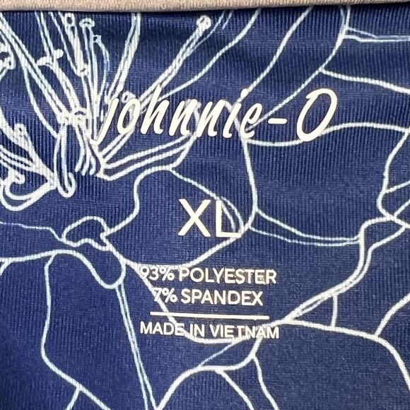 Johnnie-O Polo Shirt Mens XL Blue Floral Print Performance Stretch Golf Casual - Picture 10 of 10
